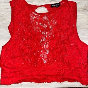 Bebe lace crop top